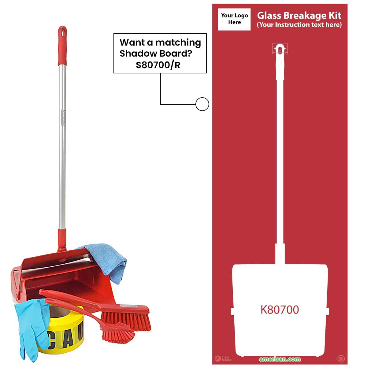Glass Breakage Incident Clean Up Kit, Red - K80700/R